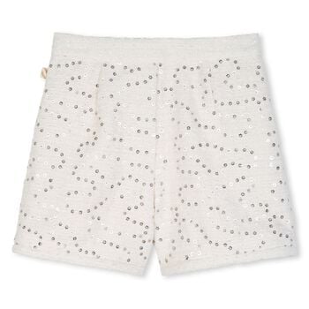 Girls Ivory Sequin Tweed Shorts 