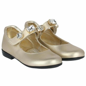 Girls Gold Embellished Shoes