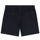 Boys Navy Blue Logo Shorts, 1, hi-res