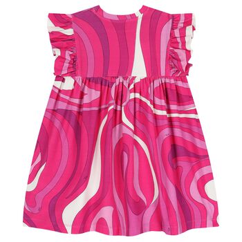 Girls Pink & Purple Ruffled Iride Dress