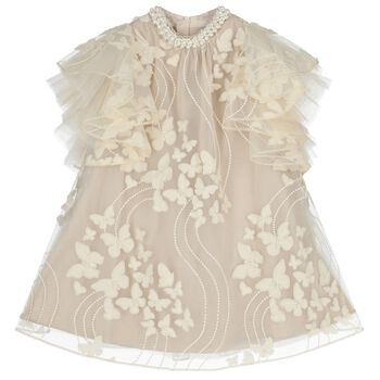 Girls Ivory Butterfly Tulle Dress