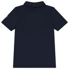 Boys White & Navy Blue Logo Polo Shirt, 1, hi-res