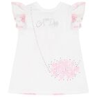 طقم ليجنز بطبعة الزهور باللونين الأبيض و الوردي للبنات, 1, hi-res