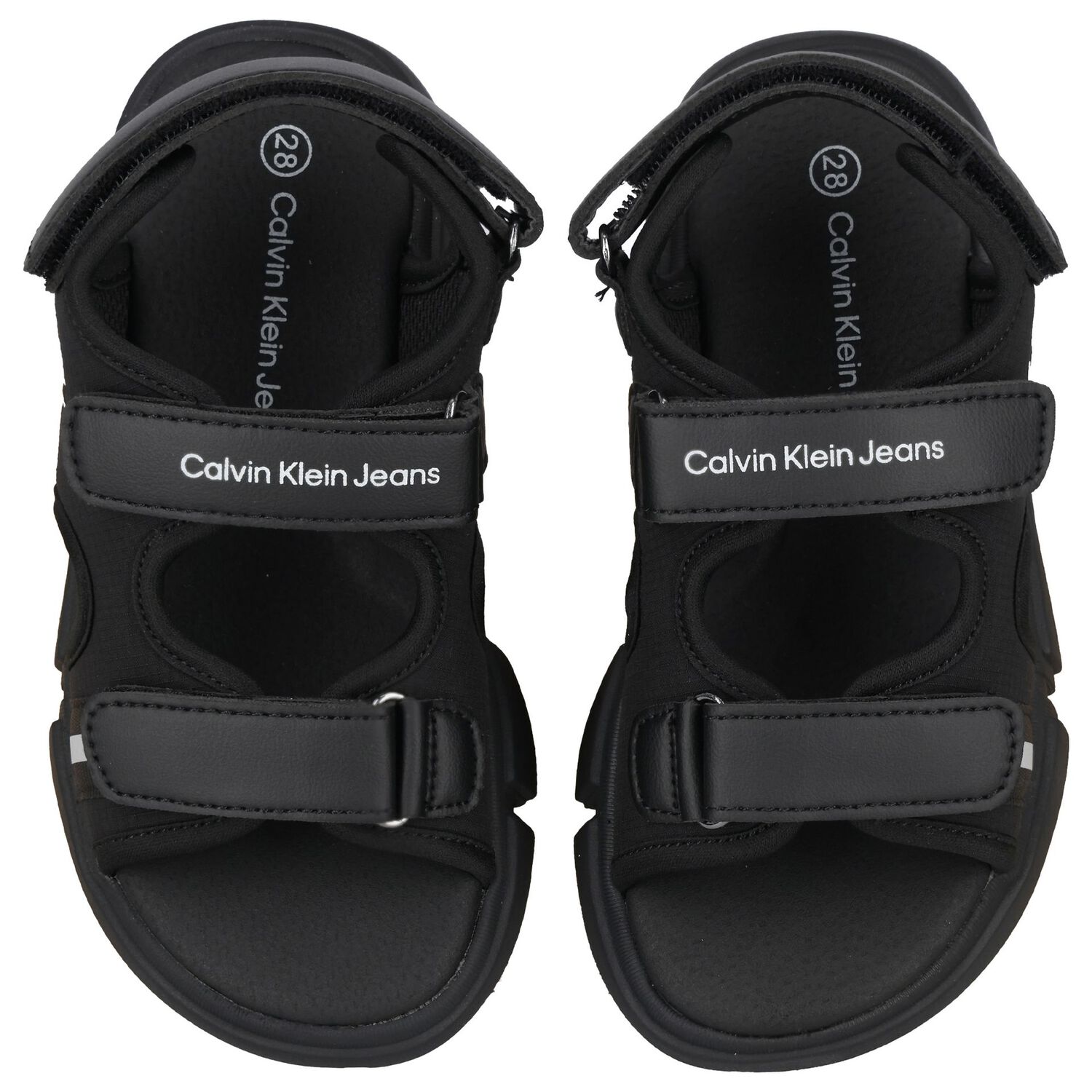 Boys Black Logo Sandals, 2, hi-res image number null