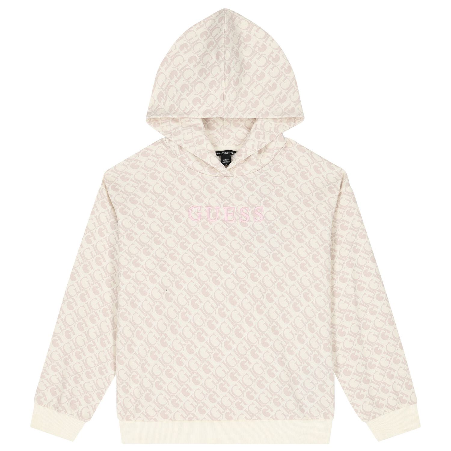 Girls Beige Logo Hooded Top, 1, hi-res