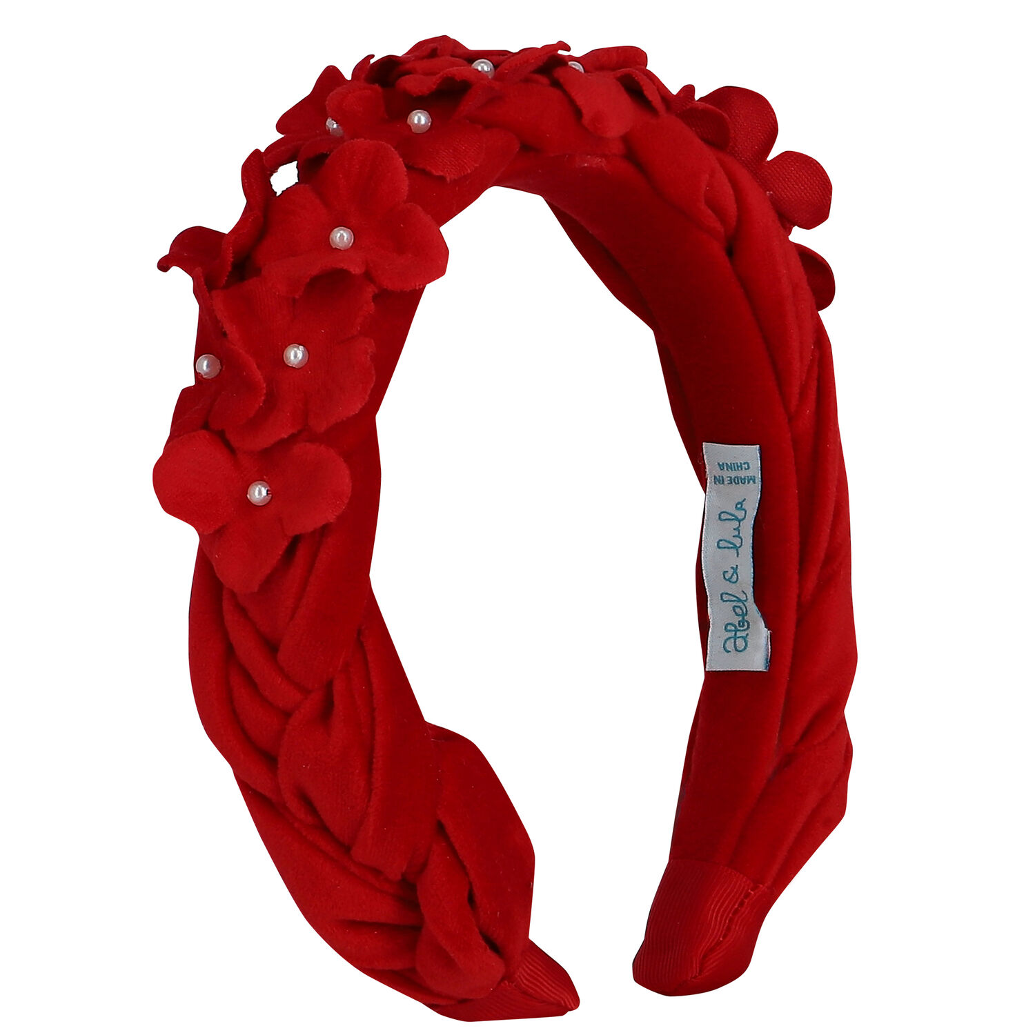 Girls Red Velvet Flower Headband, 1, hi-res image number null