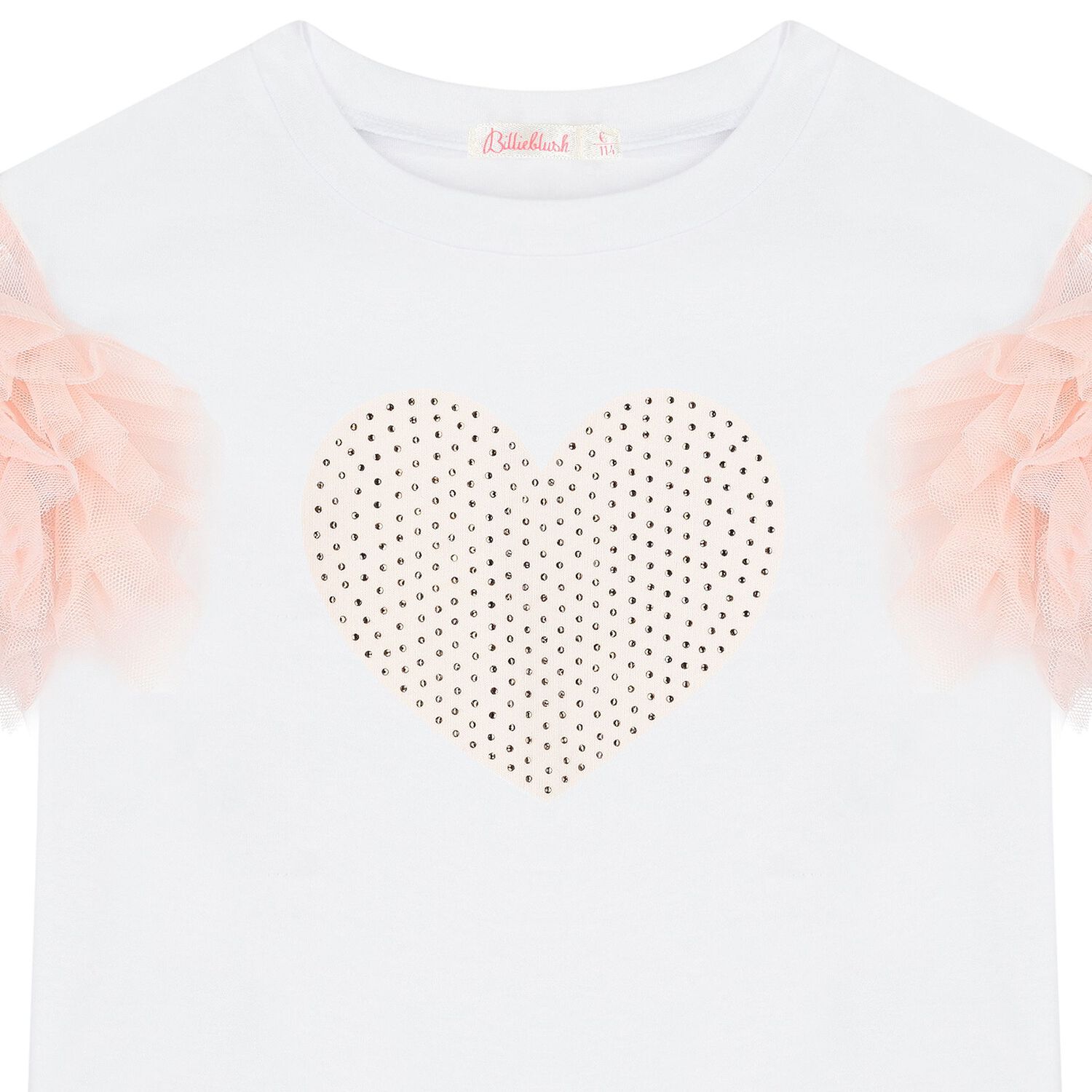 Girls White Ruffled Heart T-Shirt, 1, hi-res image number null