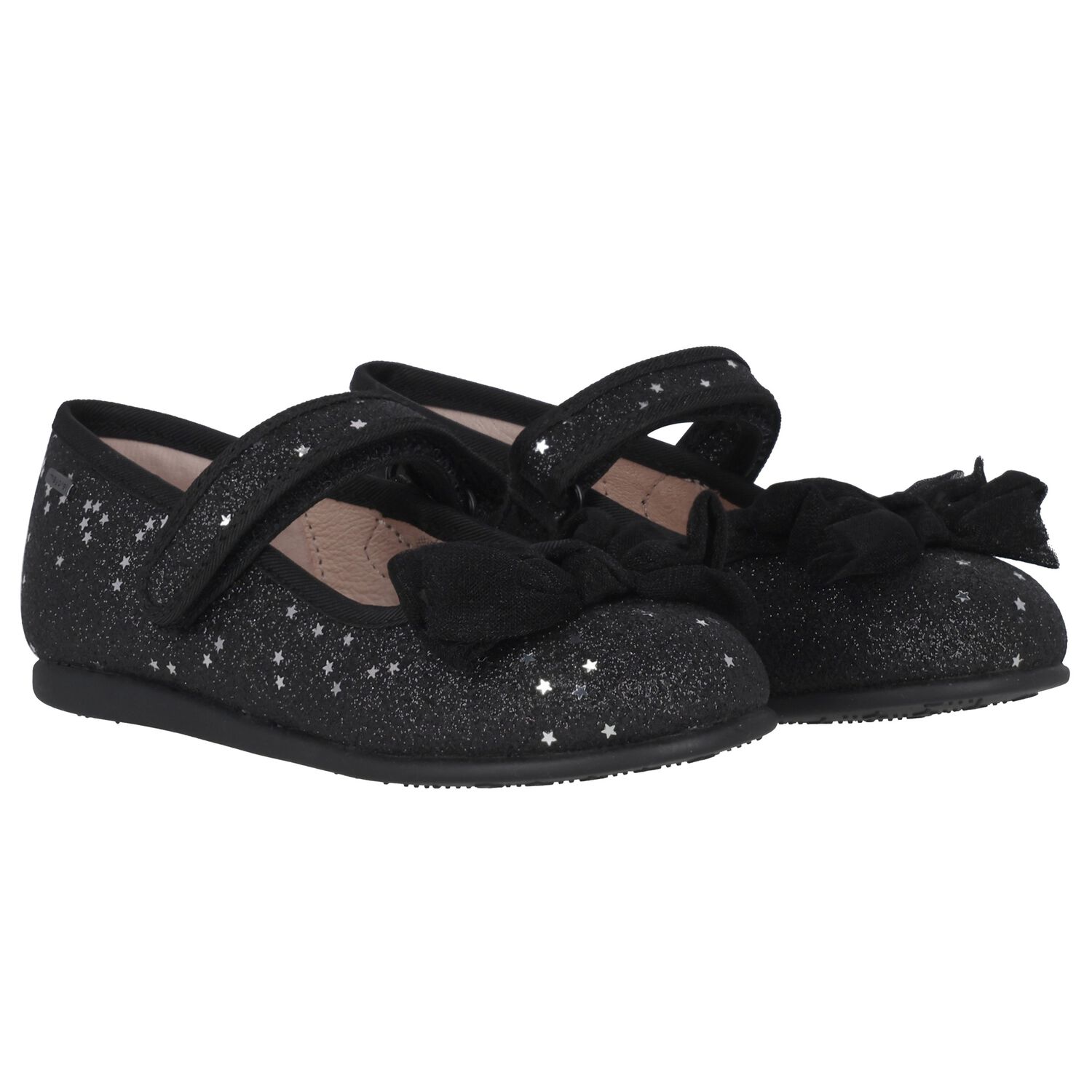 Younger Girls Black Bow Shoes, 2, hi-res image number null