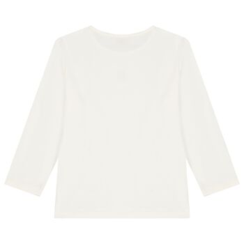 Girls Ivory Logo Long Sleeve Top