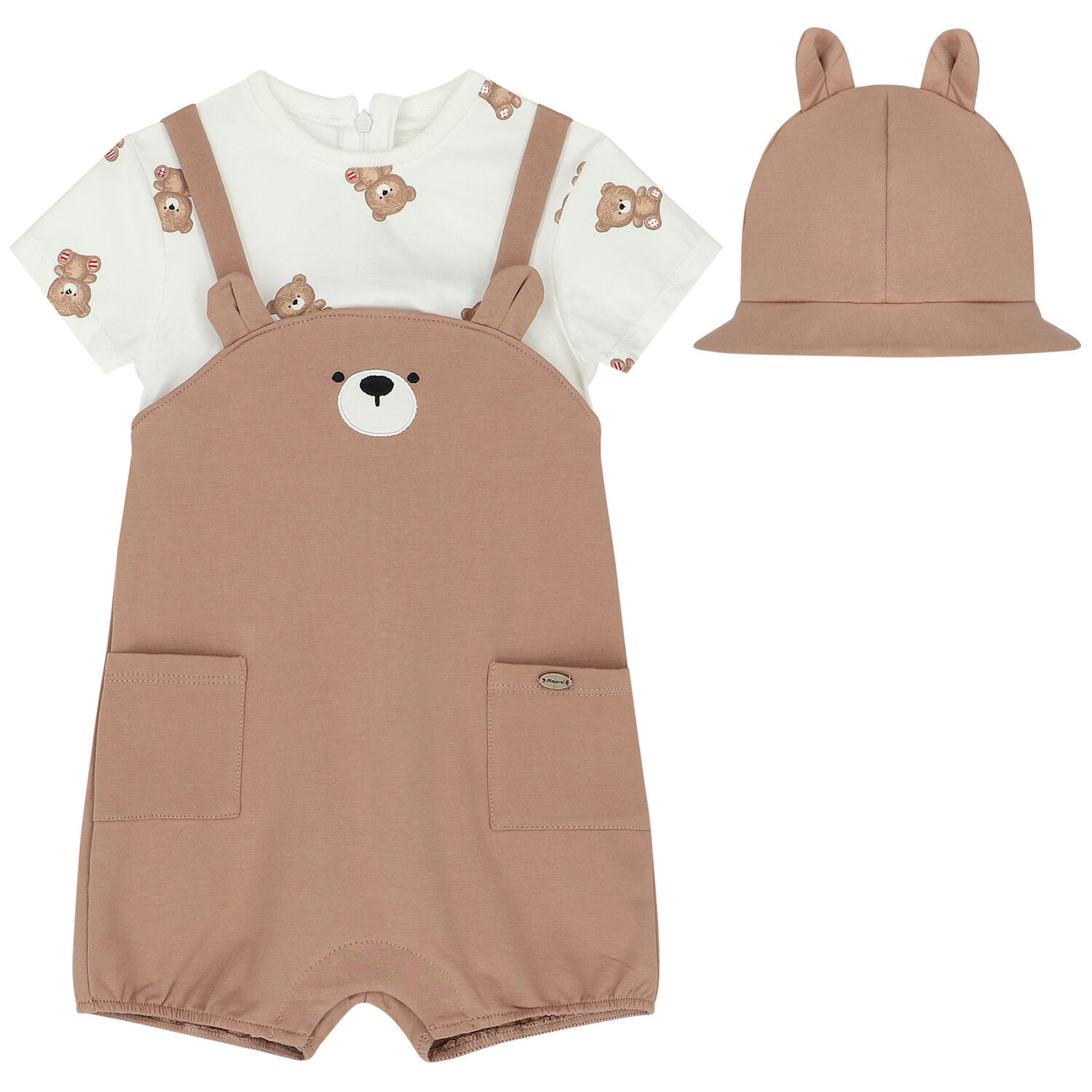 Baby Boys Teddy Bear Romper & Hat Set, 1, hi-res image number null