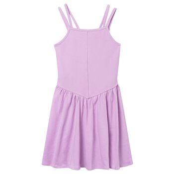 Girls Pink Ribbed Dress