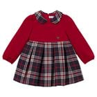 Younger Girls Red & Navy Blue Tartan Dress, 2, hi-res