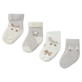 Ivory & Grey Socks ( 4 Pack )