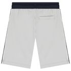Boys White & Grey Logo Shorts Set, 1, hi-res