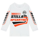 Boys White Logo Long Sleeve Top, 1, hi-res