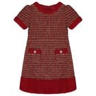 Girls Burgundy Tweed Dress , 1, hi-res