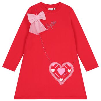 Girls Red Crossbody Heart Bag Dress
