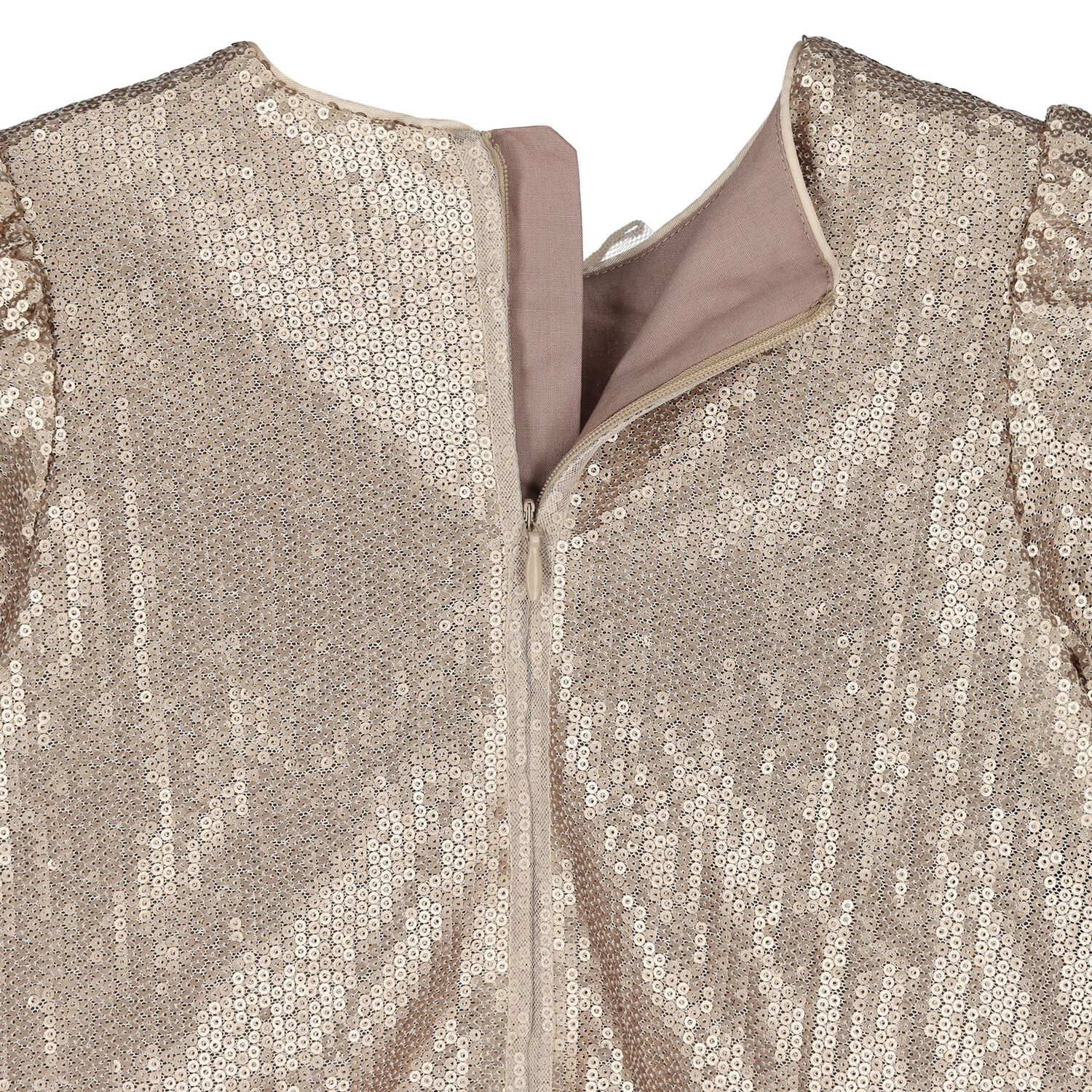 Younger Girls Gold Embellished Sequin Dress, 2, hi-res
