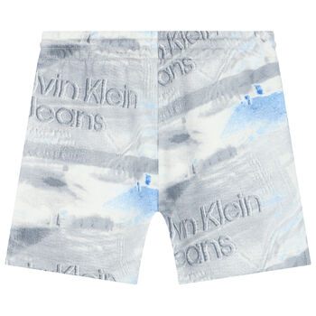 Boys Grey & White Logo Shorts