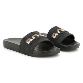Boys Black Logo Sliders