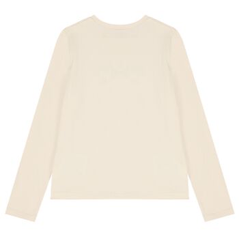 Girls Beige Printed Long Sleeve Top