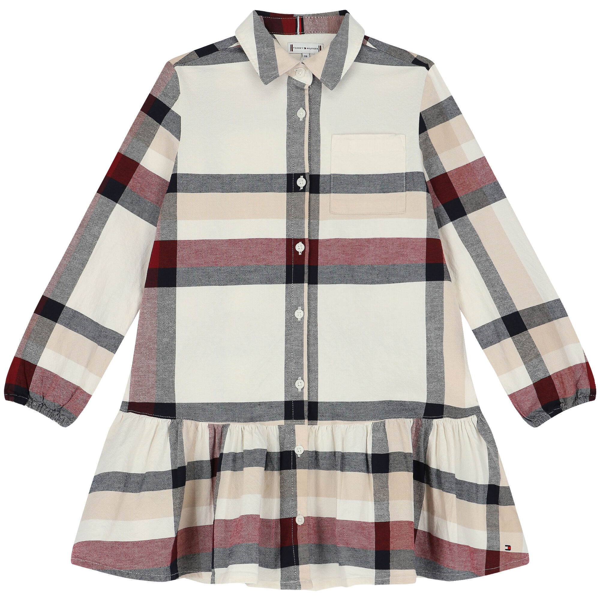 Tommy Hilfiger Girls Ivory Checkered Shirt Dress Junior Couture