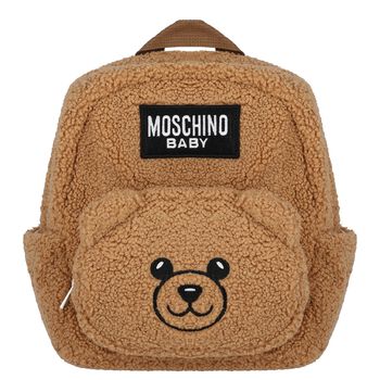 Beige Fleece Teddy Bear Backpack