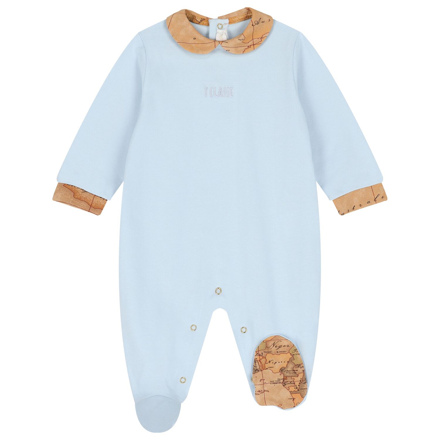 Baby Boys Blue & Beige Geo Map Babygrow Gift Set, 1, hi-res