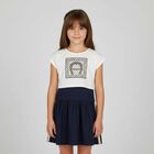 طقم فستان بالشعار باللون العاجى والكحلى, 1, hi-res