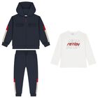 Boys Blue & White Tracksuit Set (3 Piece), 1, hi-res