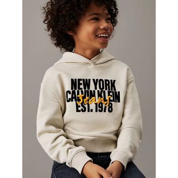 Boys Beige Logo Hooded Top