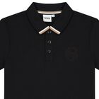Boys Black Logo Polo Shirt, 1, hi-res