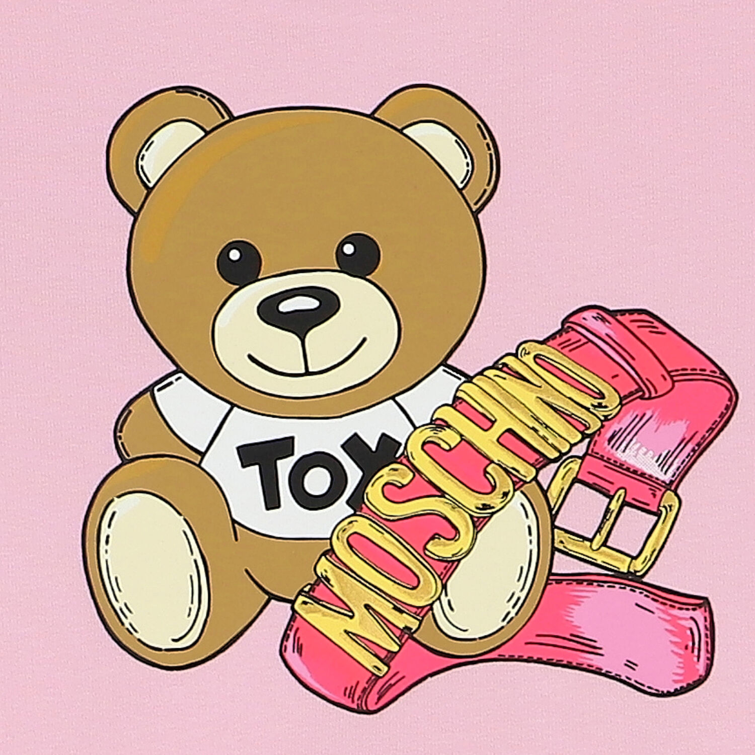 فستان بنات بشعار تيدي باللون الزهري, 1, hi-res