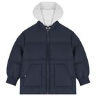 Boys Navy Blue & Grey Logo Puffer Jacket, 1, hi-res