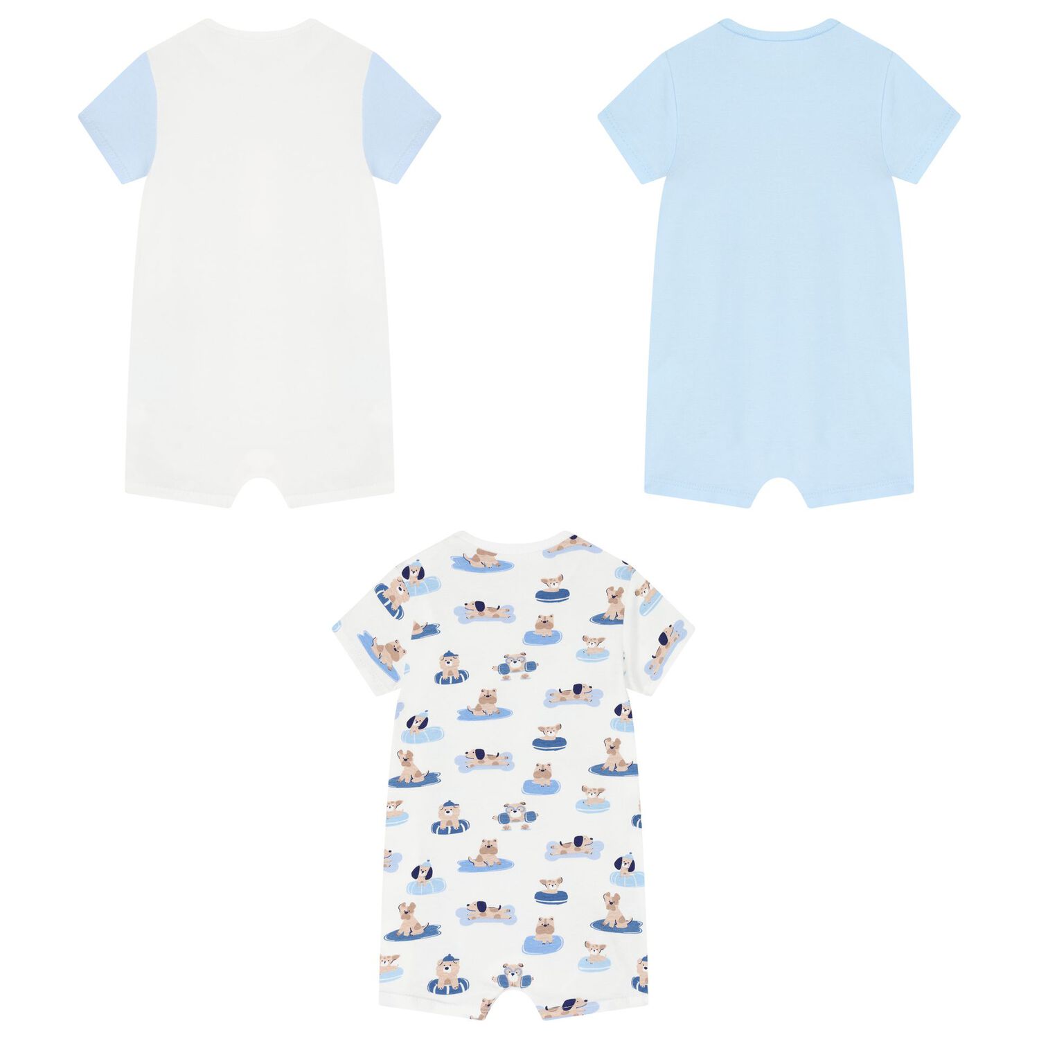 Baby Boys Blue & White Rompers (3 Pack), 2, hi-res image number null