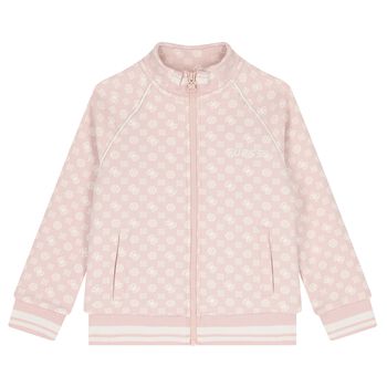 Girls Pink Logo Zip Up Top
