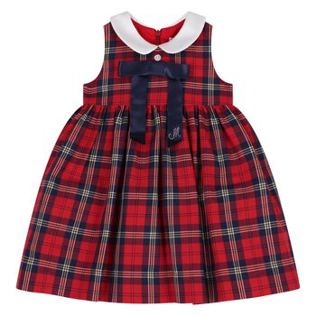 Younger Girls Red & Navy Blue Tartan Dress