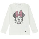 Girls Ivory Minnie Mouse Long Sleeve Top, 1, hi-res