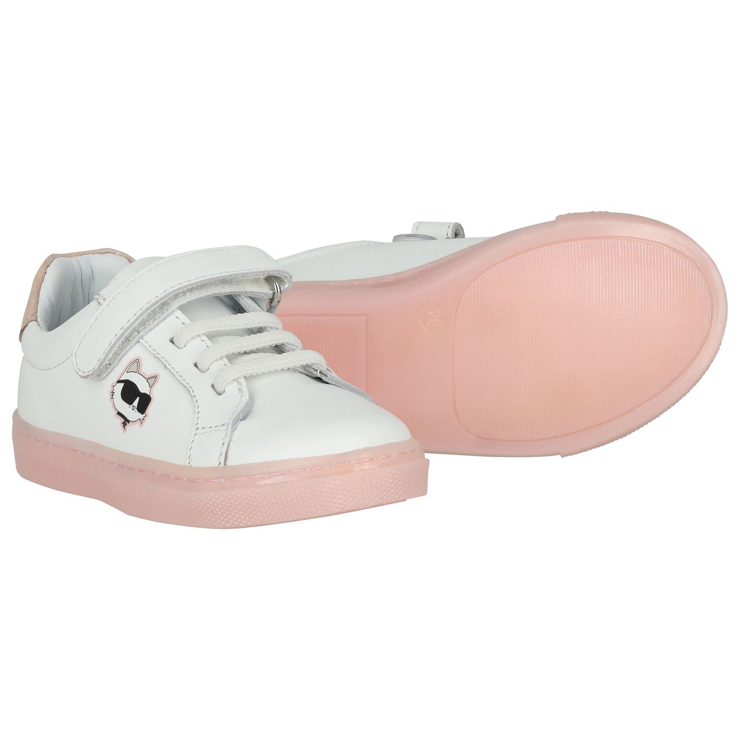 Girls White & Pink Choupette Trainers, 1, hi-res