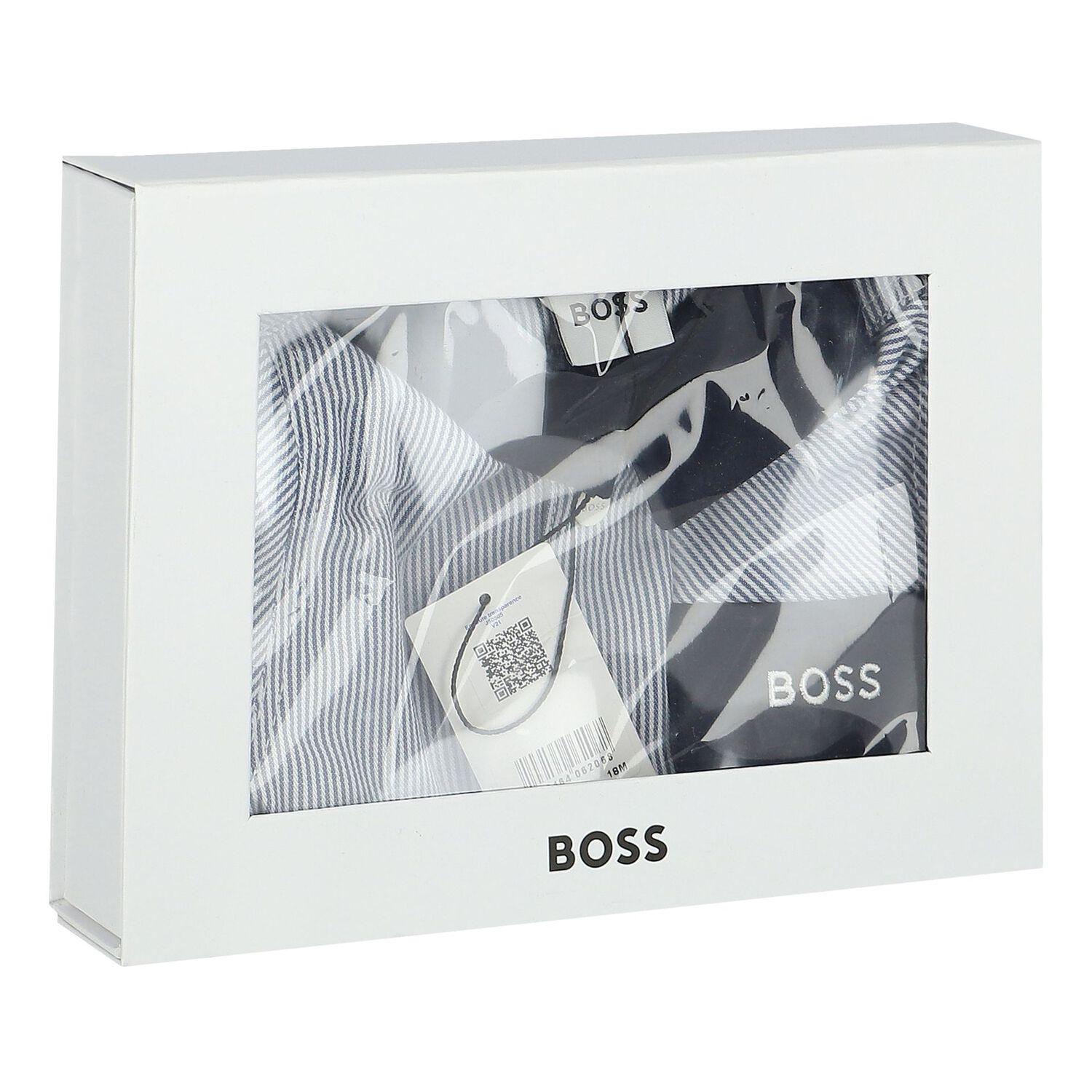 طقم أولاد شورت بالشعار باللون الأبيض والأزرق, 1, hi-res