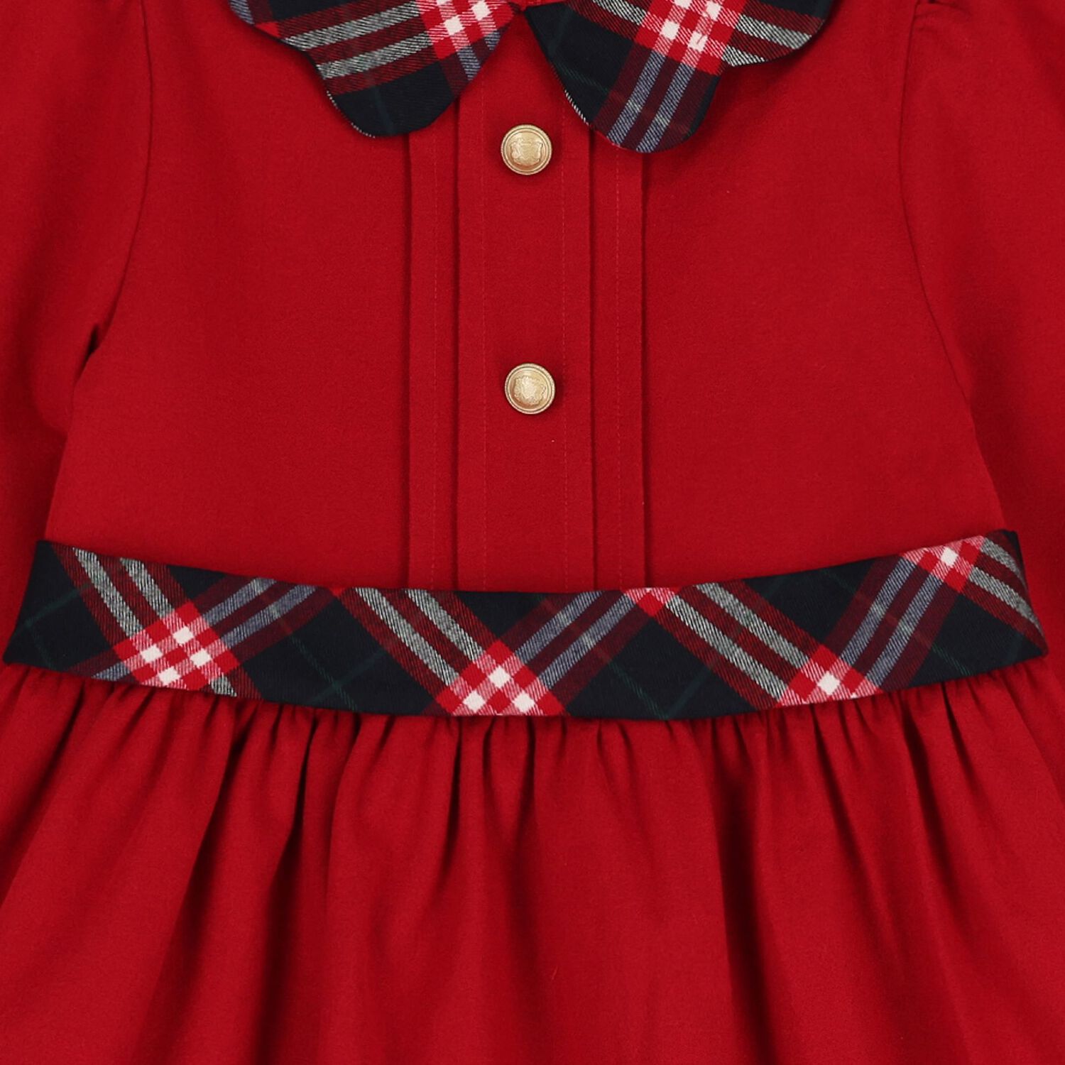 Girls Red & Navy Blue Tartan Dress, 1, hi-res