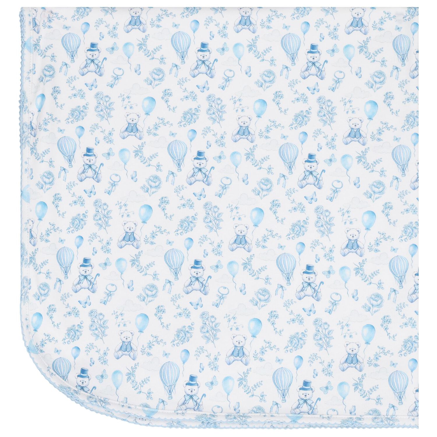 Boys White & Blue Toile Babygrow Set, 1, hi-res image number null