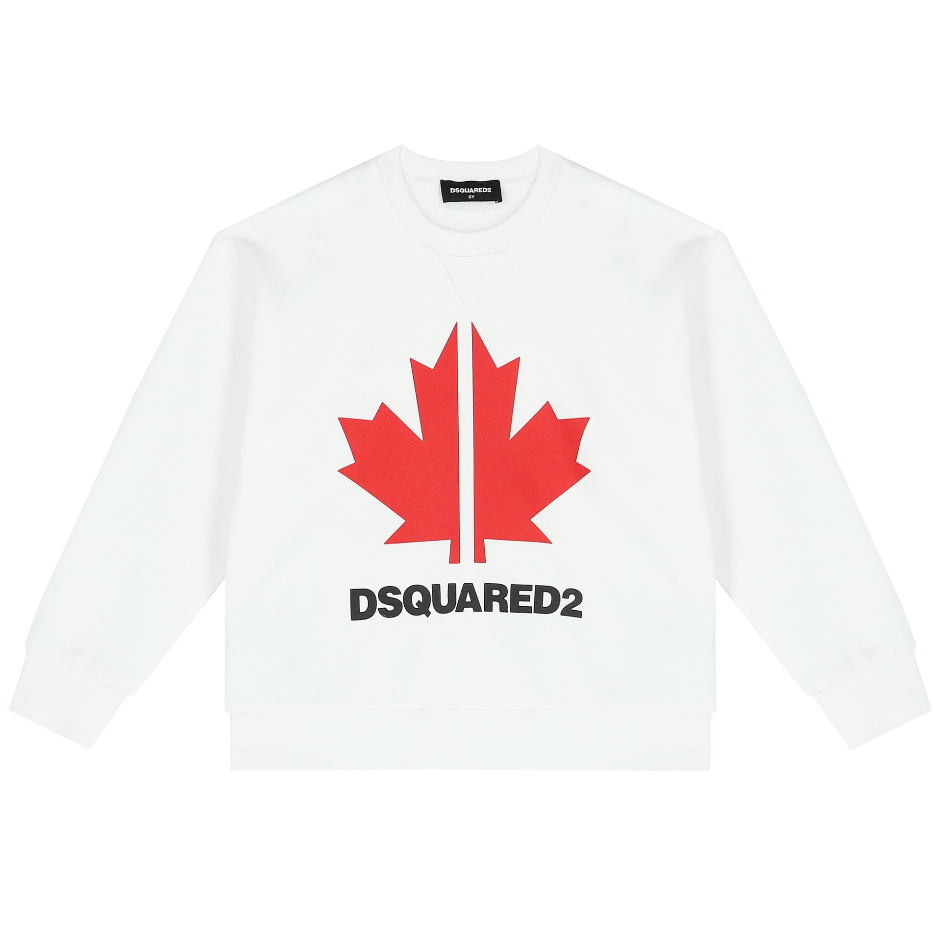 Dsquared2 White Maple Leaf Logo Sweatshirt Junior Couture USA