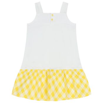 Girls Yellow & White Logo Dress