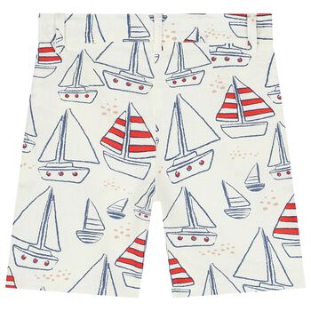 Boys White Sail Boat Shorts