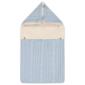 Baby Boys Blue & Ivory Cable Knit Nest