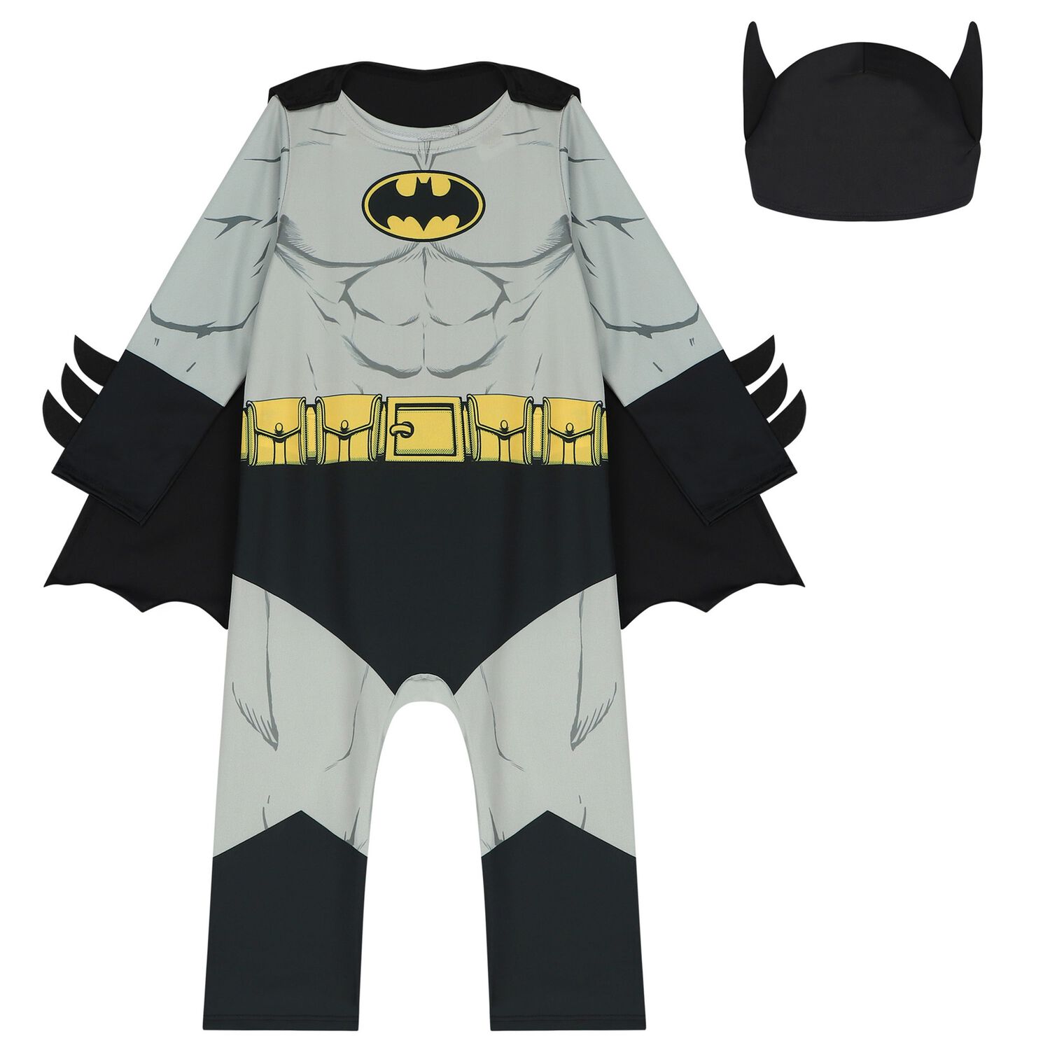 Younger Boys Black & Grey Batman Costume, 1, hi-res image number null