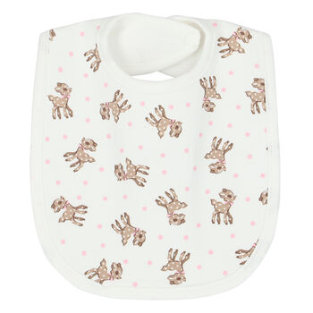 Baby Girls Ivory & Pink Fawn Bib