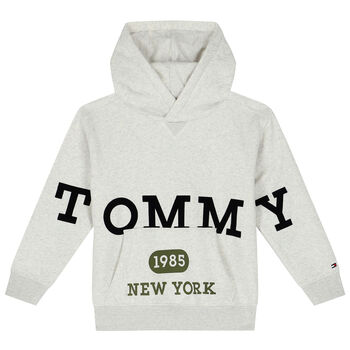 Boys Ivory Logo Hooded Top