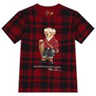 Boys Red & Black Check Polo Bear T-Shirt , 1, hi-res